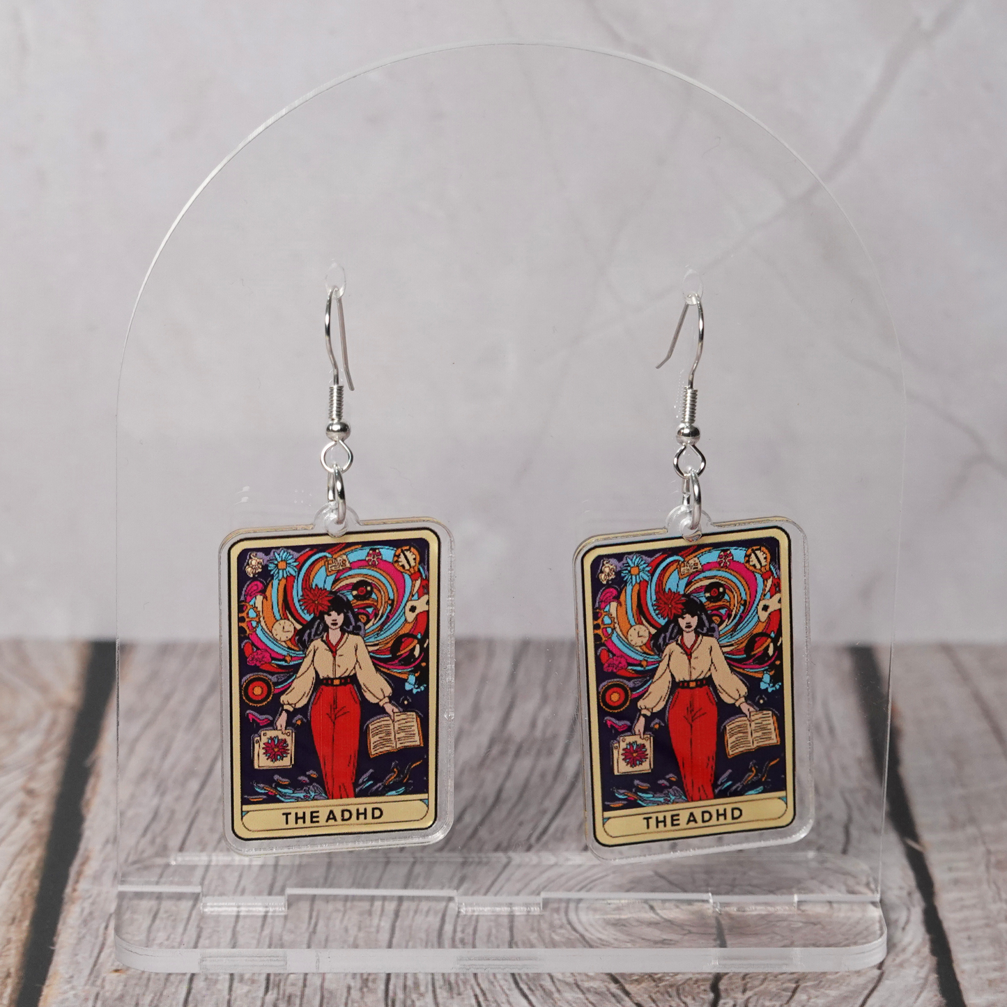 "The ADHD" Tarrot Card Hook Dangle Earrings