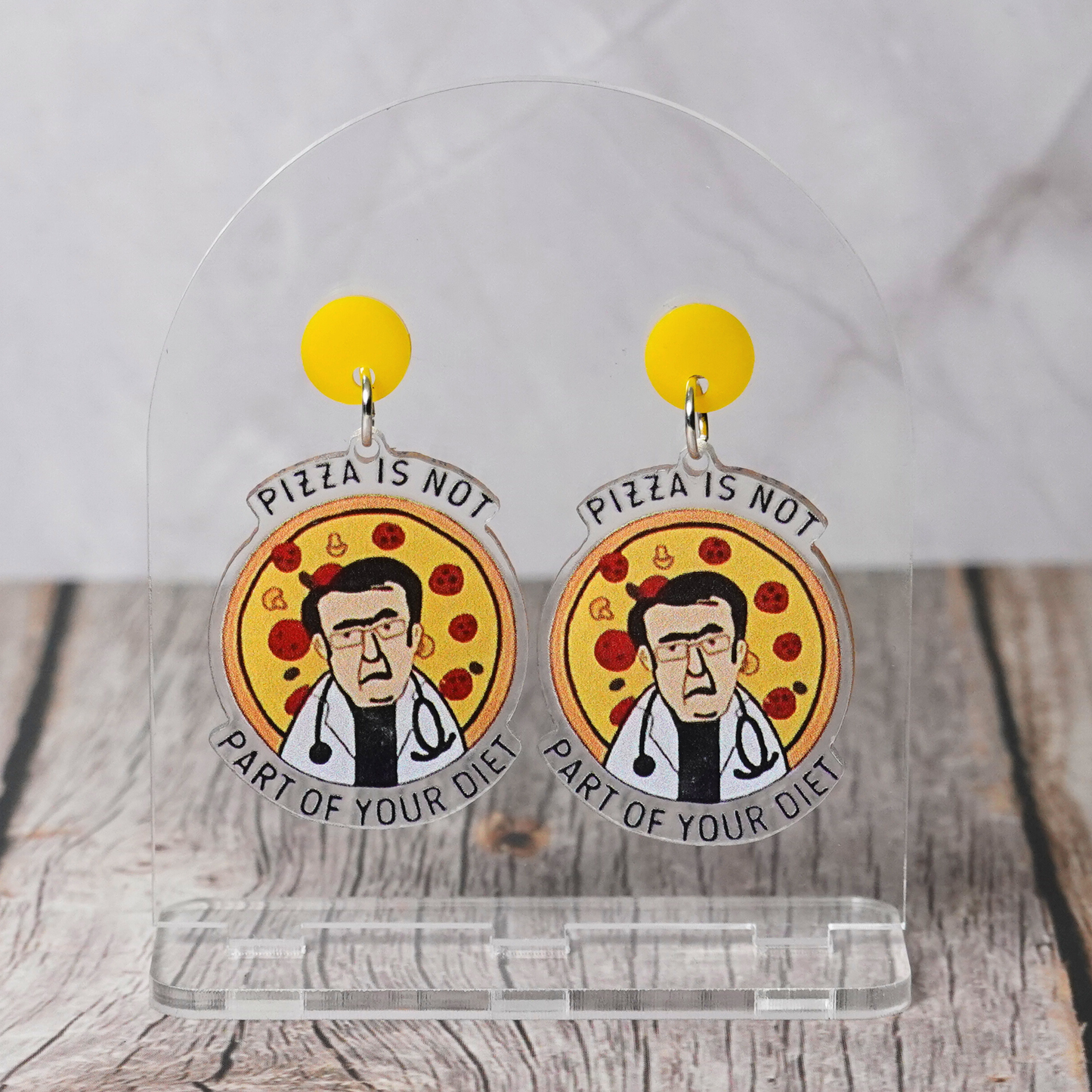"Pizza Is Not Part Of Your Diet" Stud Dangle Earrings