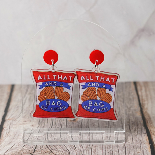 "All That And A Bag Of Chips" Stud Dangle Earrings