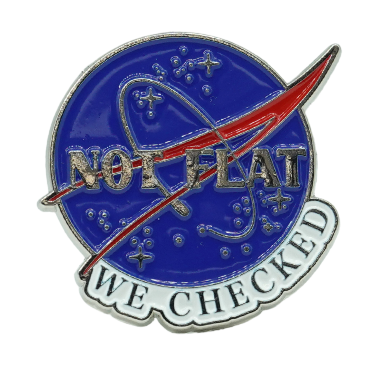 Not Flat We Checked Enamel Pin