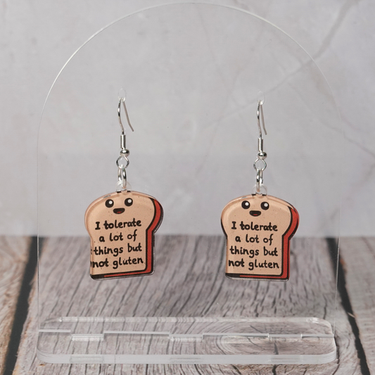 "I Tolerate A Lot Of Things But Not Gluten" Hook Dangle Earrings