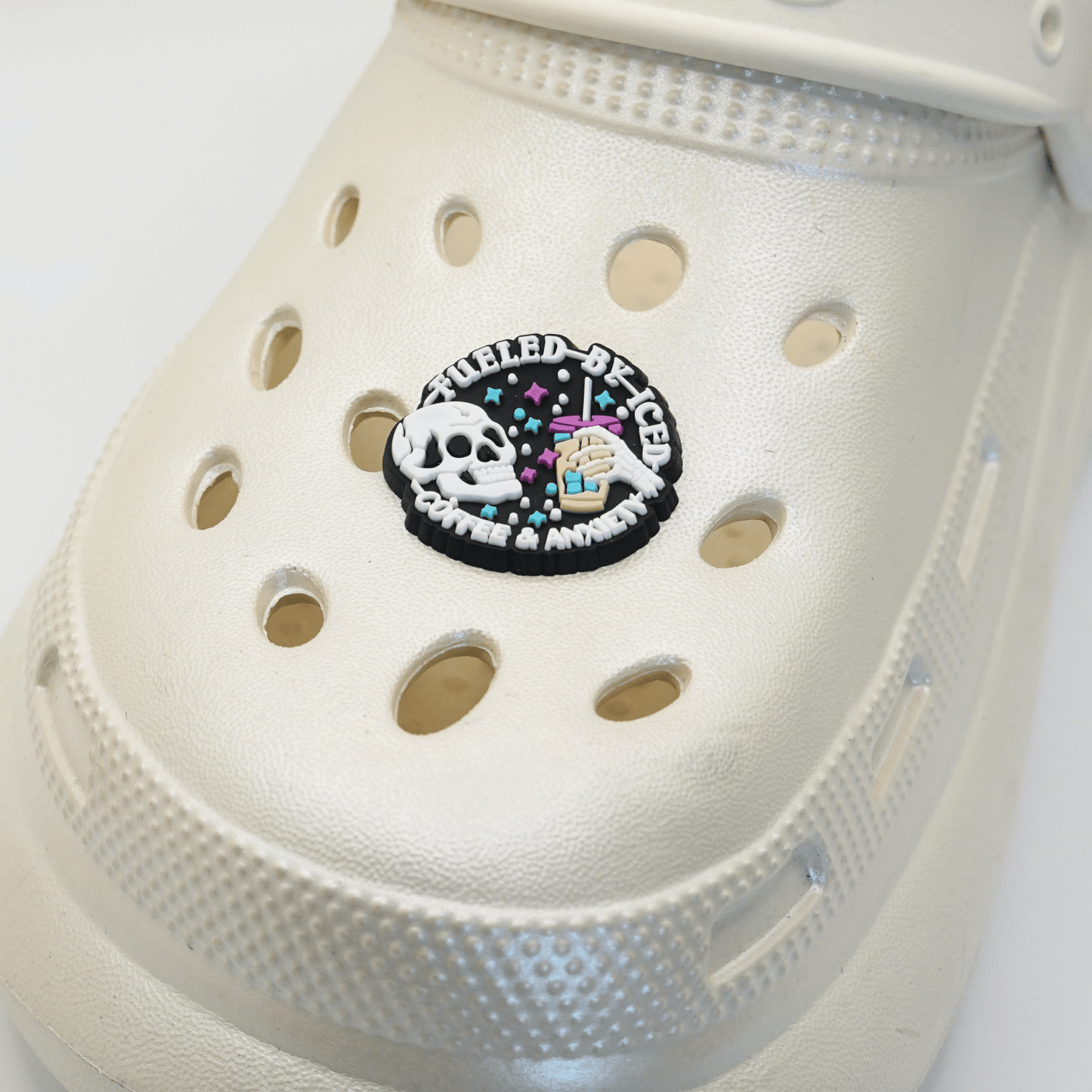 Fueled By Iced Coffee & Anxiety Croc Charm