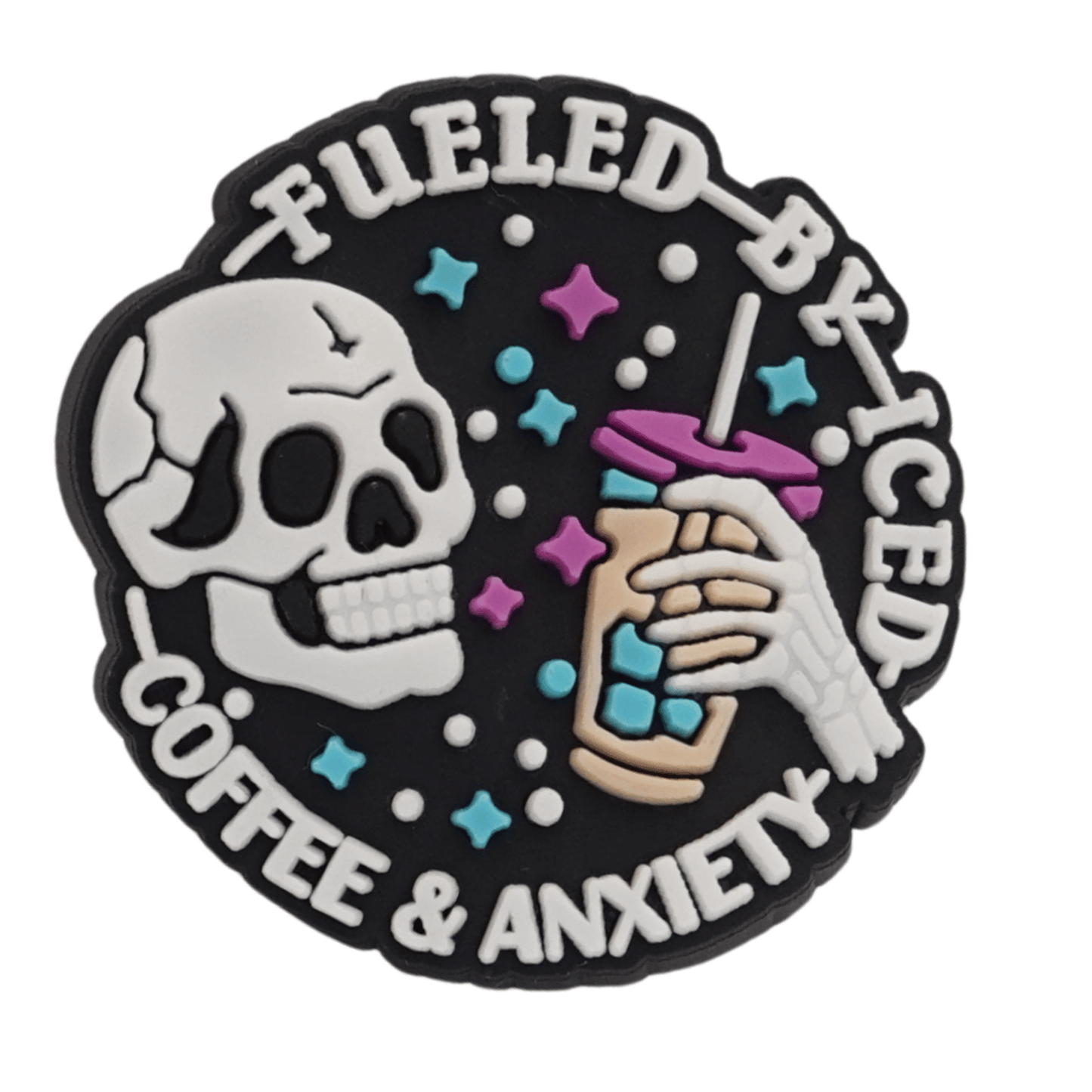 Fueled By Iced Coffee & Anxiety Croc Charm