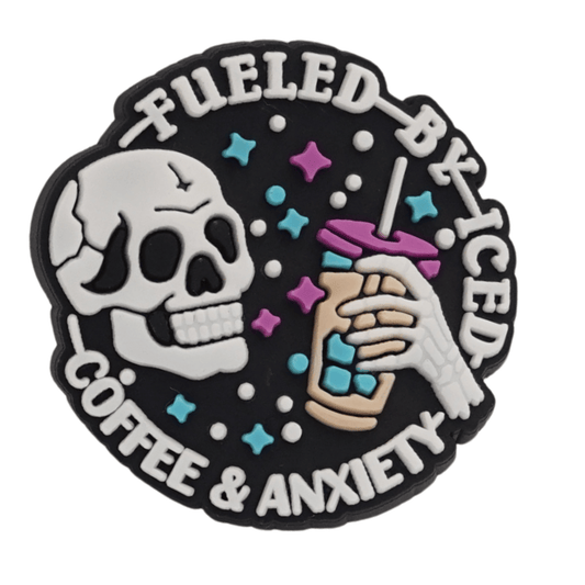 Fueled By Iced Coffee & Anxiety Croc Charm