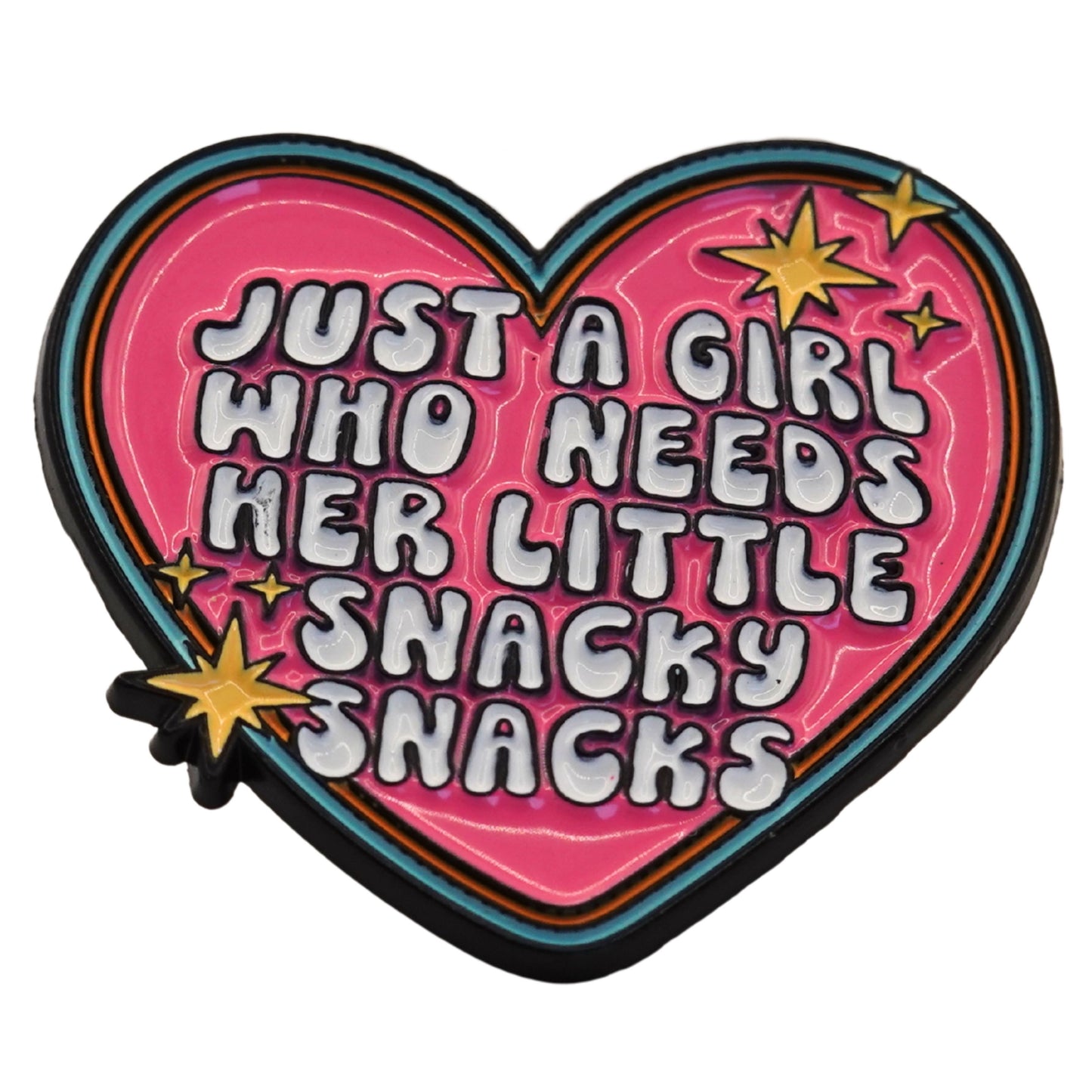 "Just A Girl Who Needs Her Little Snacky Snacks" Enamel Pin