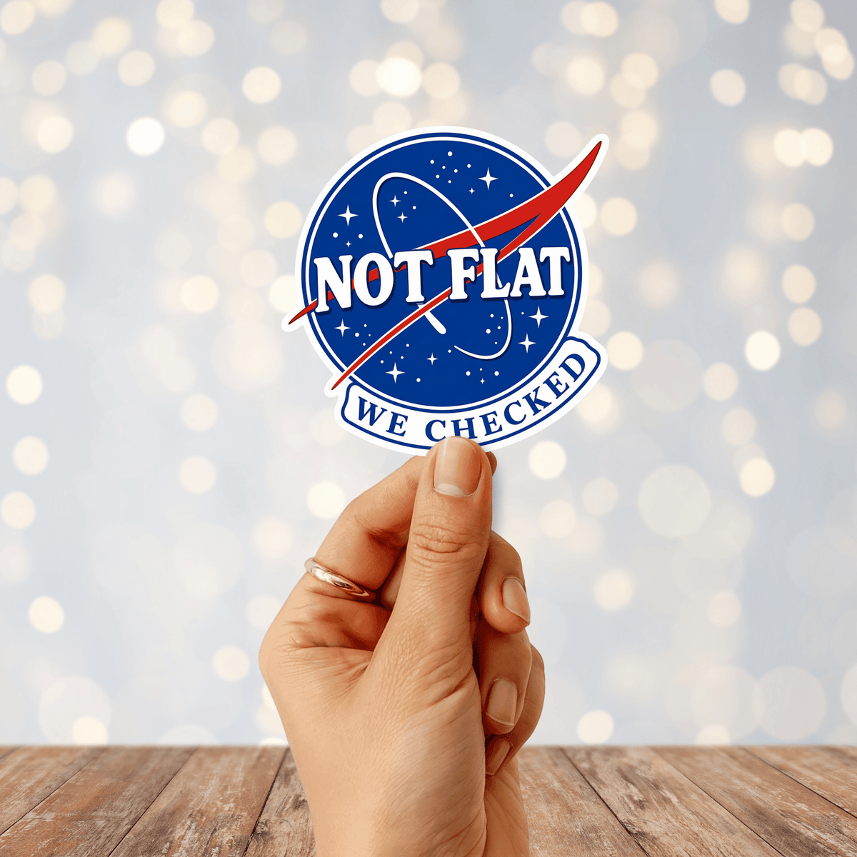 Not Flat We Checked Sticker