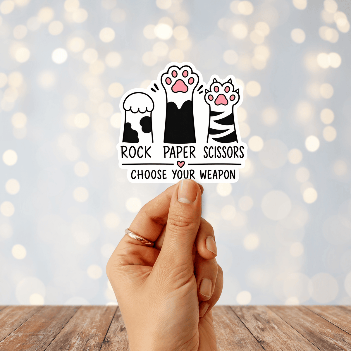 Rock Paper Scissors Choose Your Weapon Sticker