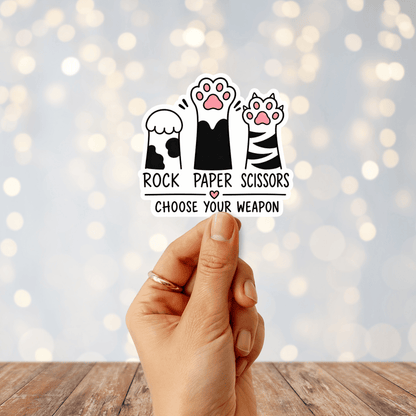 Rock Paper Scissors Choose Your Weapon Sticker