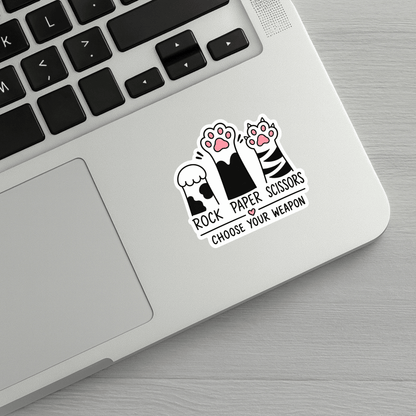 Rock Paper Scissors Choose Your Weapon Sticker