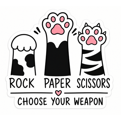 Rock Paper Scissors Choose Your Weapon Sticker