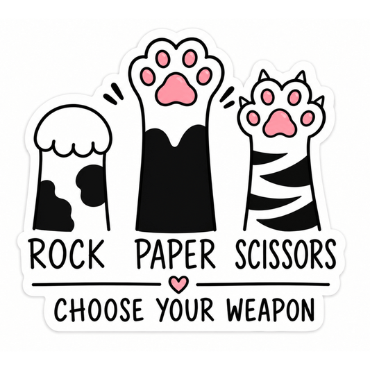 Rock Paper Scissors Choose Your Weapon Sticker