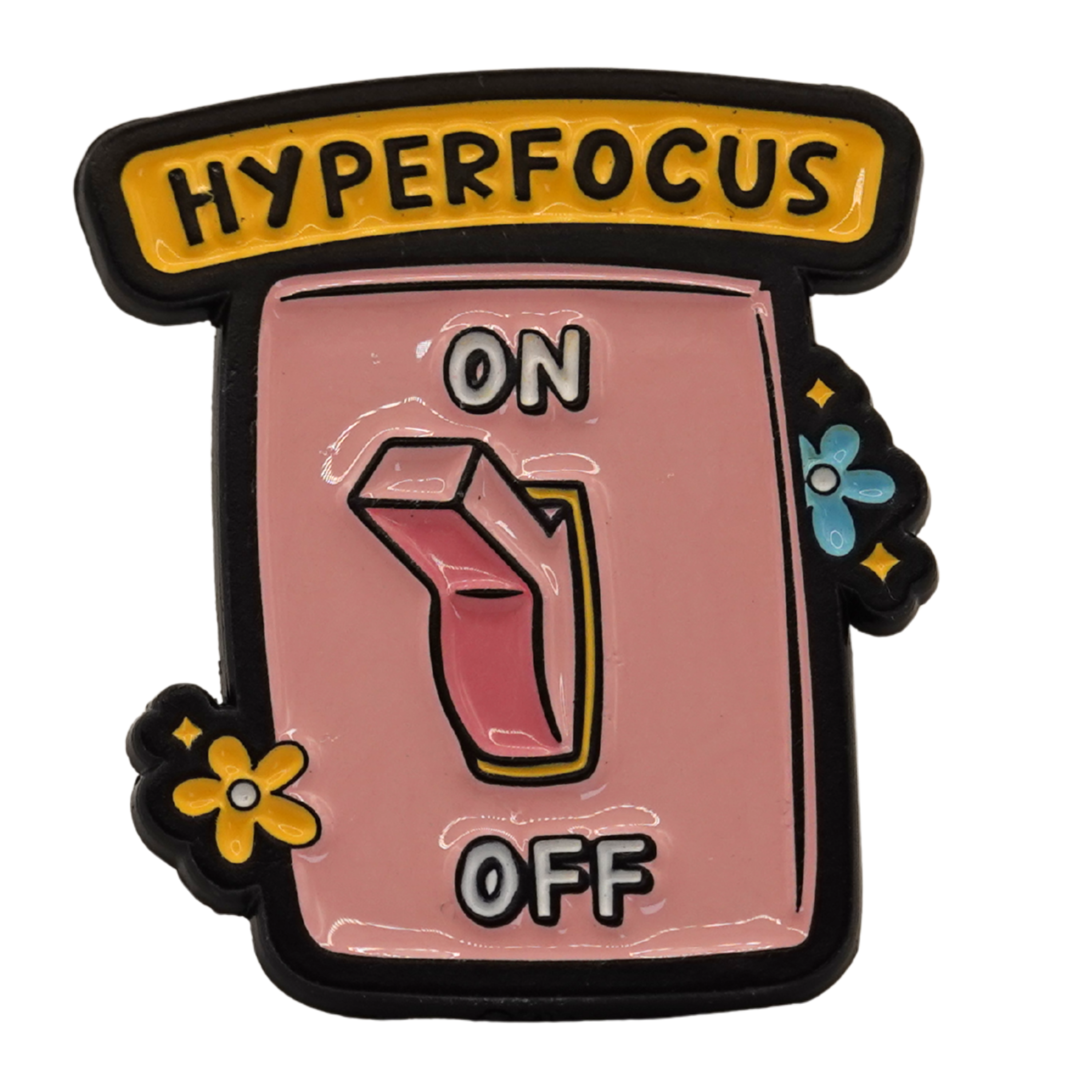 Hyperfocus Enamel Pin – White Dog Brown Cow