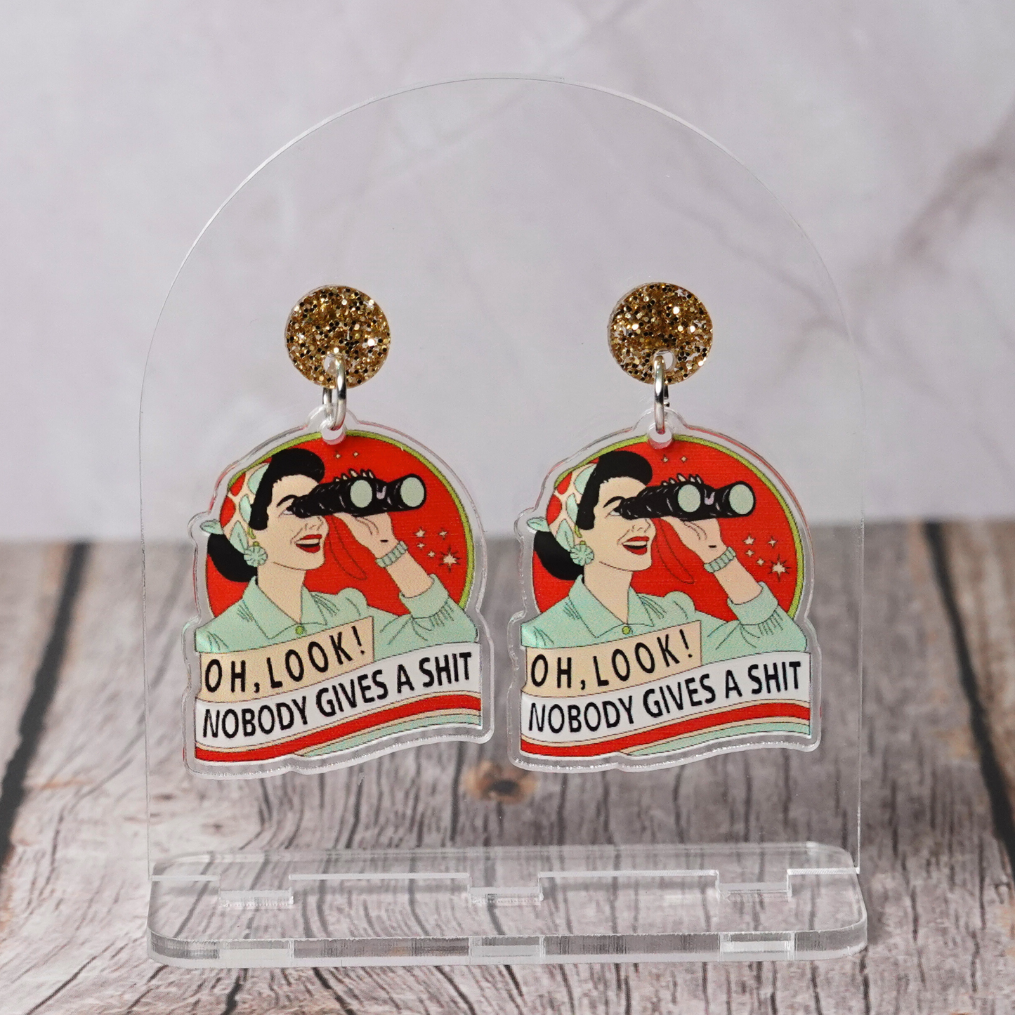 "Oh Look Nobody Gives A Shit" Stud Dangle Earrings