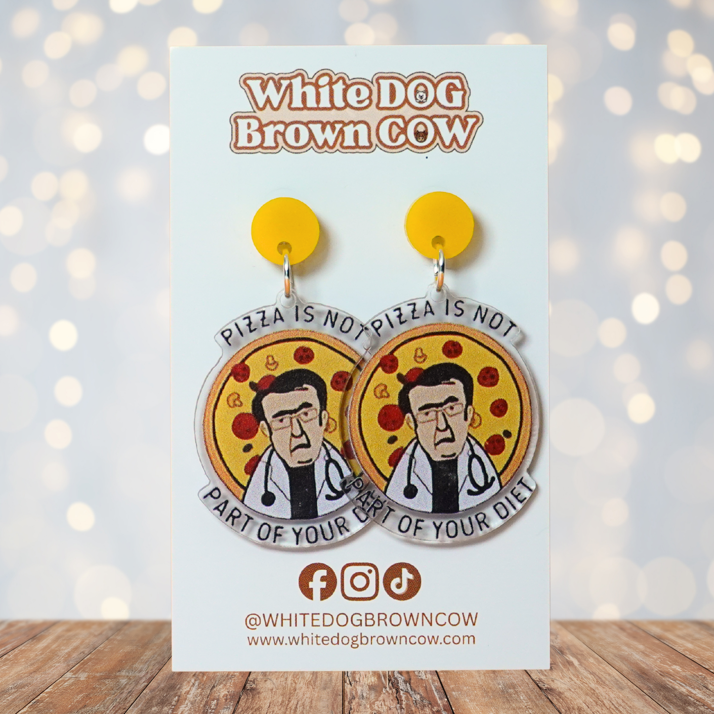 "Pizza Is Not Part Of Your Diet" Stud Dangle Earrings