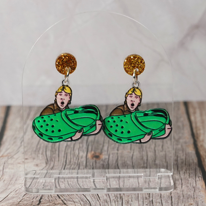 "Crickey" Steve Irwin Croc Stud Dangle Earrings