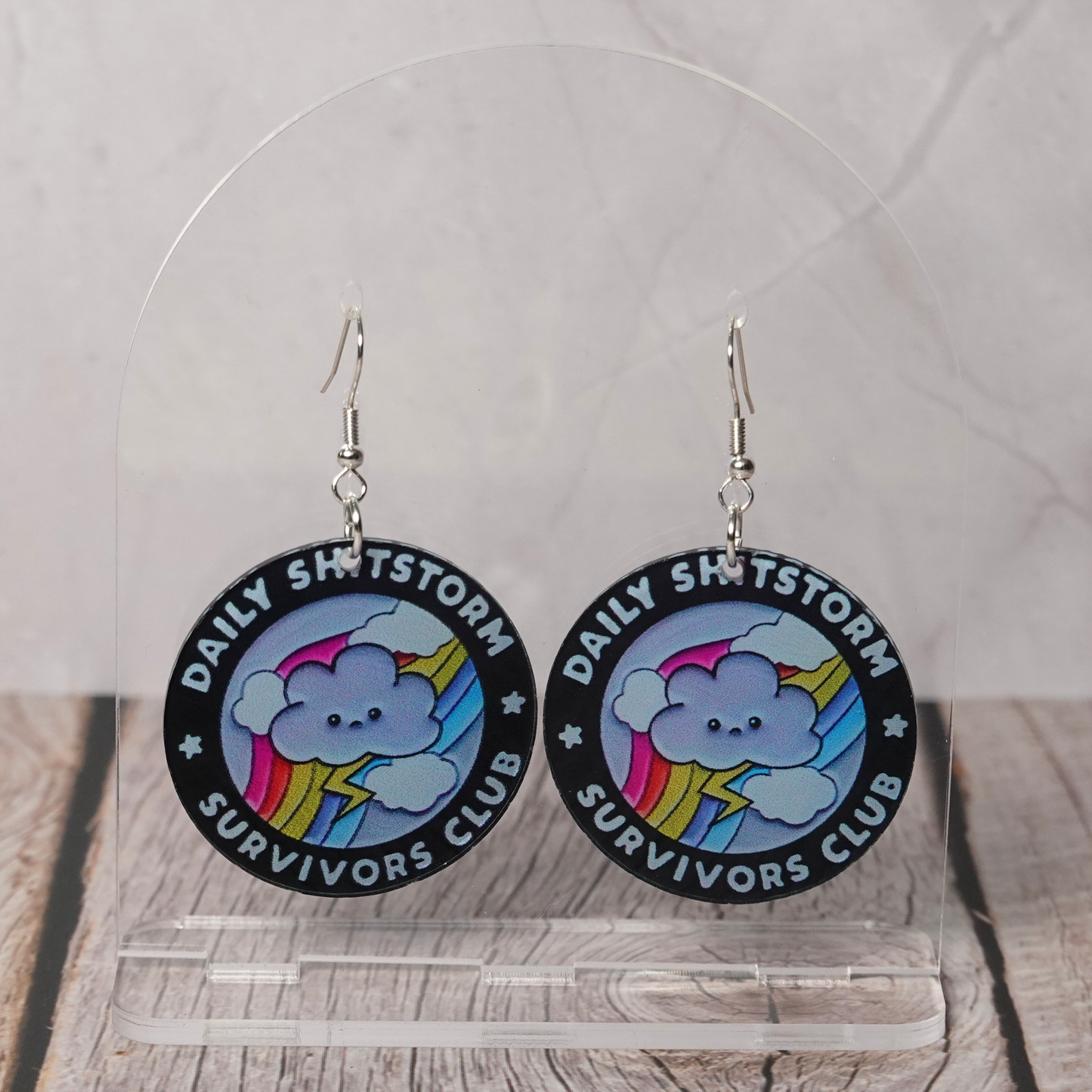 "Daily Shitstorm Survivors Club" Hook Dangle Earrings