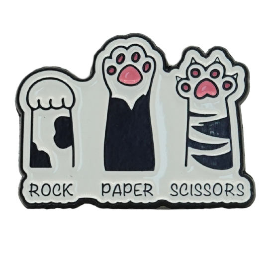Rock Paper Scissors Cat Paws Enamel Pin