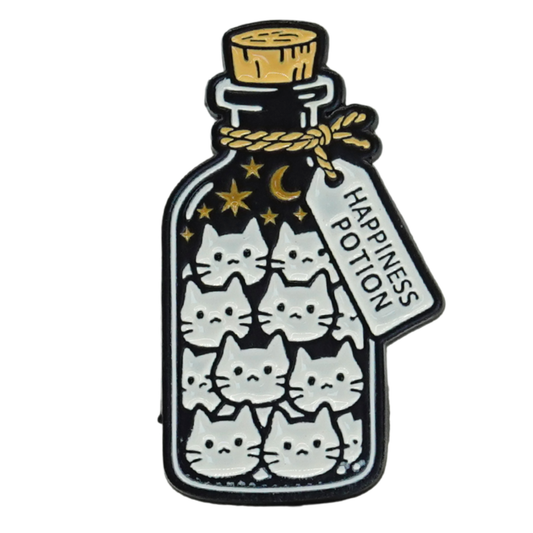 Happiness Potion Cats Enamel Pin