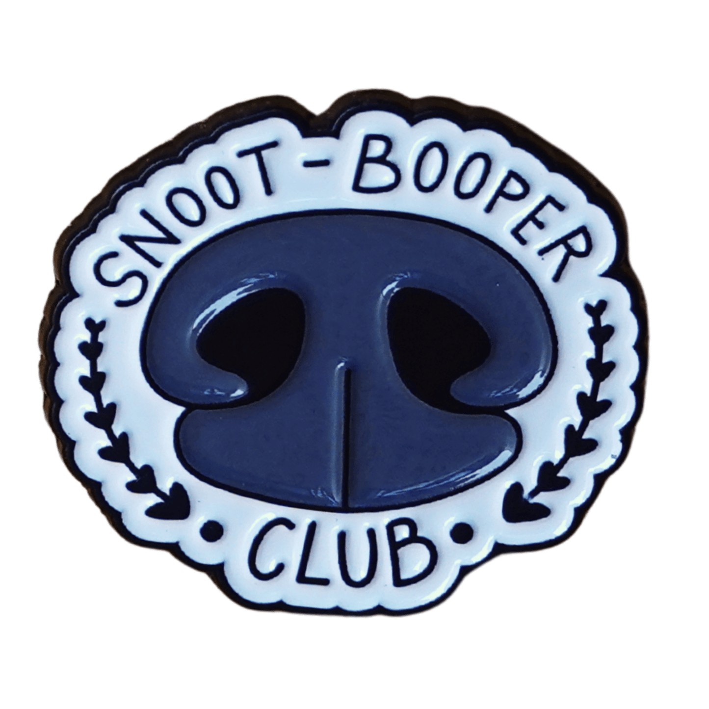 Funny snoot booper club enamel pin with dog nose design for pet lovers