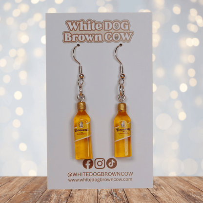 Mini Bundaberg style drink bottle dangle earrings with silver hooks