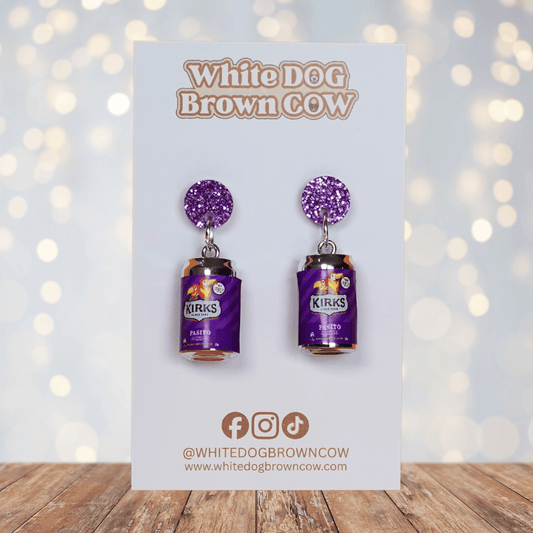 Mini Kirks Pasito–style soft drink can novelty dangle earrings