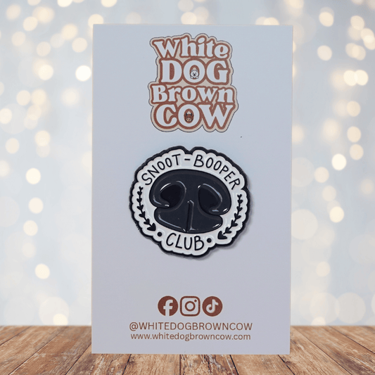 Funny snoot booper club enamel pin with dog nose design for pet lovers