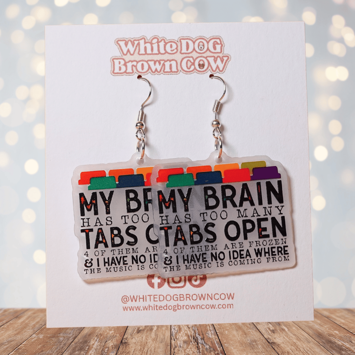 My brain has too many tabs open novelty earrings